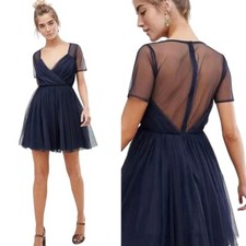 Asos Navy Blue Tulle Mini Cocktail Party Dress