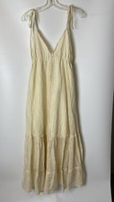 NEW EXPRESS METALLIC TIERED GOLD MAXI DRESS SZ S/P SMALL