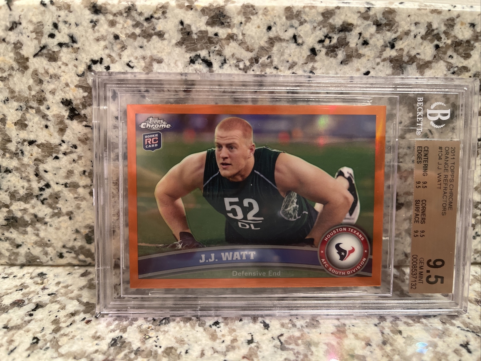 2011 Topps Chrome 104 JJ Watt RC Orange Refractor BGS 9.5 Gem Mint Rookie Texans
