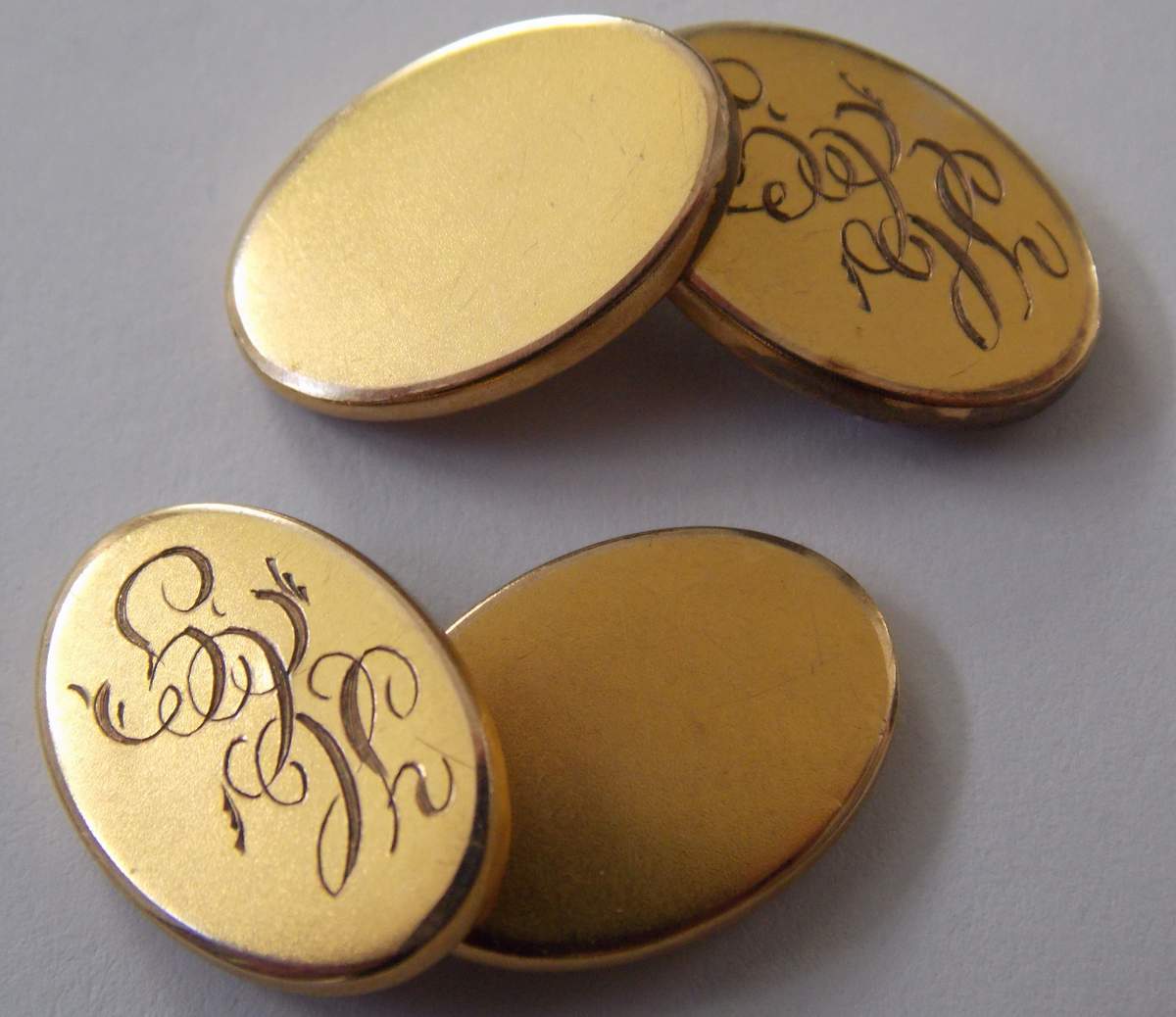 Antique Monogram Initials 10k Solid Yellow Gold C… - image 1