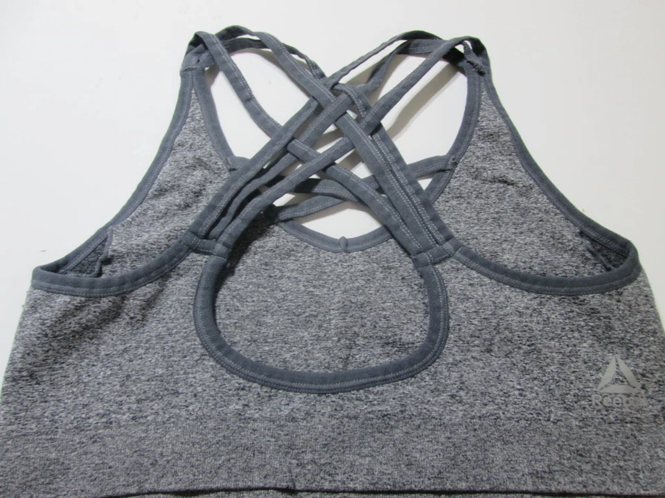 锐步运动文胸 M 码灰色无线无衬里交叉套衫运动服 — 第 2/4 张图片