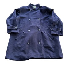 Vintage Jaeger Oversized Heavy Soft Wool Cashmere Navy Long Coat Size M Medium