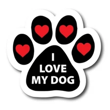 I Love My Dog Pawprint Car Magnet By Magnet Me Up 5" Paw Print Auto Truck Decal