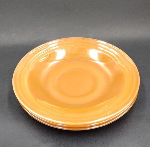 Anchor Hocking Fire King Peach Luster Laurel Leaf Saucers Set of 3 - Picture 6 of 6