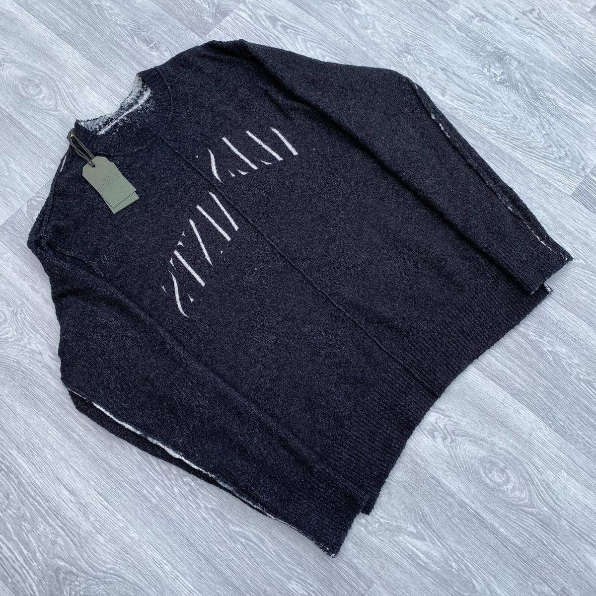 AllSaints Drop Saints Crew Knit Jumper Sweatshirt Reversible - Washed Black  [S] | eBay UK