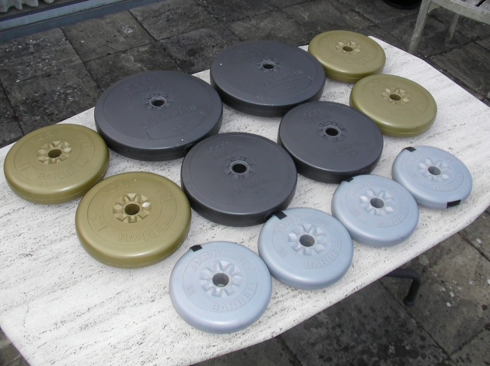 Set of Plastic Weights 1 inch Barbell Dumbbell plates gym lifting