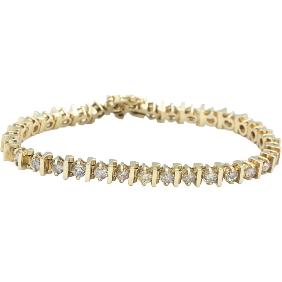 Diamond Round Cut 14k Yellow Gold Fancy Link Bracelet 5.0CT