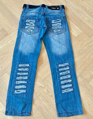 Peviani Jeans, Herren Stonewash Rip Jeans hinten und vorne, Urban Retro Denim Hose