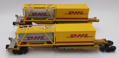 MTH 20-95299 O TTX DHL Juego de Coche Columna con Contenedor Tanque y Contenedor de 20' (Juego de 2) | Condition: Used