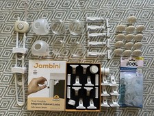 Lot of Child Safety Cabinet  Drawer Latches, Outlet  Knob Covers Babyproofing