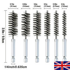 Stainless Steel Wire Brush Drill Attachment Set Bore Brush Rust Pipe Cleaner 6pc