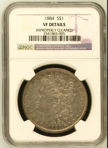 1884-S $1 Morgan Dollar VF Details Improperly Cleaned NGC