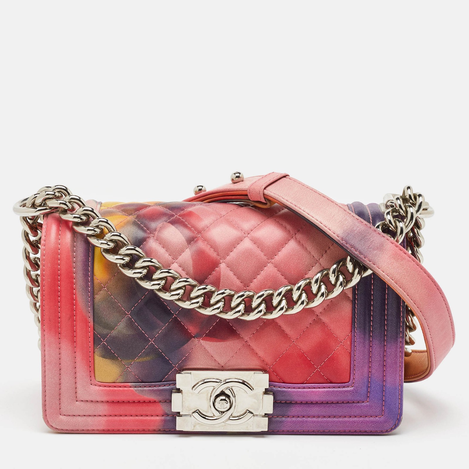Chanel Multicolor Quilted Leather Small Flower Power Boy Bag