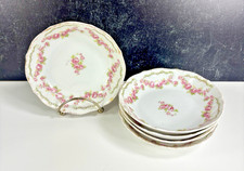 Vintage Limoges France Porcelain Fruit Bowls Set of 5 with Pink Roses 5"