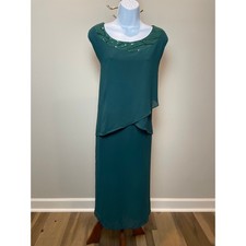 Hanna Nikole Green Chiffon Layered Shift Dress Size 24W New With Tag
