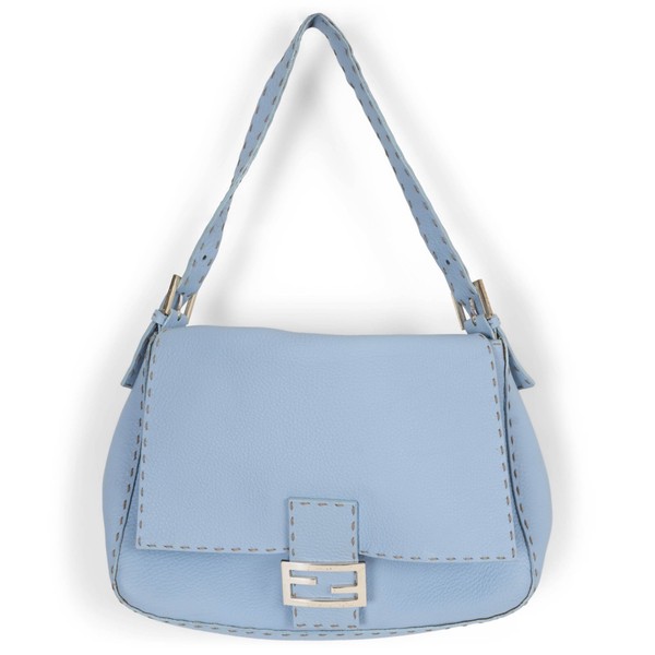 74070 echt FENDI Celeste blau Roma Leder SELLERIA MAMA BAGUETTE Tasche