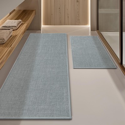 YIHOUSE Light Grey Bathroom Rug Sets 2 Piece, Absorbent Bath Mat for Bathroom...