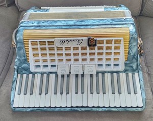 Vintage Blue Scandalli 120 Bass Piano Accordion Italy - Airtight - See Details