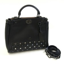 Coach 2WAY Handbag Mini Gramercy Satchel 33622 Black Leather Used Shoulder Bag C