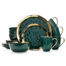 Florian Modern Porcelain 16 Piece Dinnerware Set, Plates and Bowls Set, Dish ...