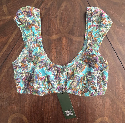 WILD FABLE NWT Women's/Juniors Crop Top Boho Paisley Multicolor Design Size XXS