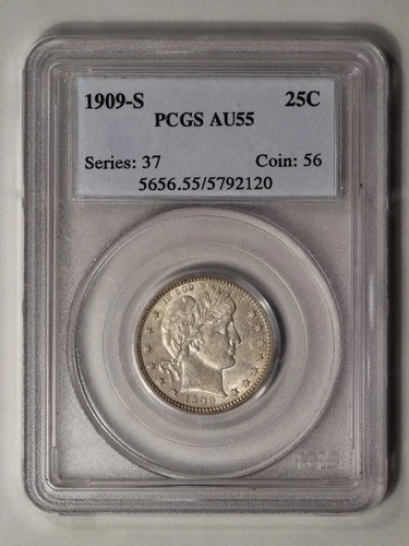 1909-S 25C Barber Quarter PCGS AU55