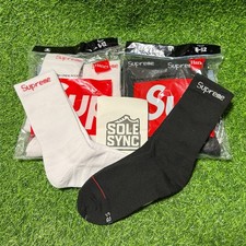 Supreme x Hanes Socks Singles - 100 Authentic Black and White  Size 6-12 