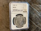 1885 Morgan Silver Dollar Graded "MS 62"