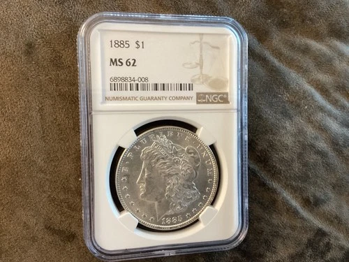 1885 Morgan Silver Dollar Graded "MS 62"