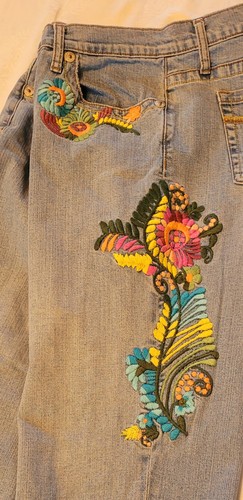 Z Cavaricci Authentic Vintage Embroidered Hand Crafted Women's Jeans Size 14