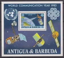 ANTIGUA 'Albino Overprint Variety' (Barbuda Mail): 1983 World Communication MS