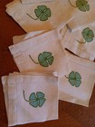 12 VTG Linen Shamrock Cocktail Napkins St Patricks Day Irish 9.5x9.5