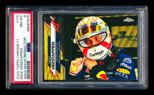 2020 Topps Chrome F1 #179 Max Verstappen RC Gold Wave Refractor #39/50 PSA 8