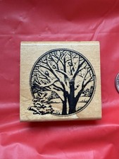 Embossing Arts Winter Landscape Snow Tree Birds Small Rubber Stamp