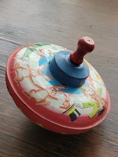 Vintage Metal Spinning Top W/wood Handle 5 1/2" Wide