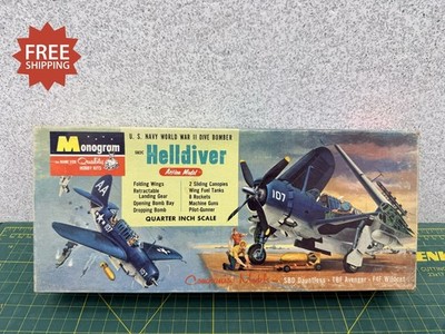 VTG 1961 Monogram Action Model US Navy SB2C Helldiver Model Plane Kit PA69-149