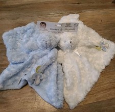 Nwt blankets beyond 2pk blue bear paci holder security lovey nunu blankets