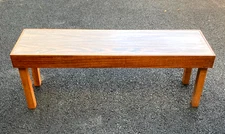 VINTAGE WALNUT FINISH SOLID WOOD 41.5" LONG WINDOW TWO SEATER BENCH - NICE!!