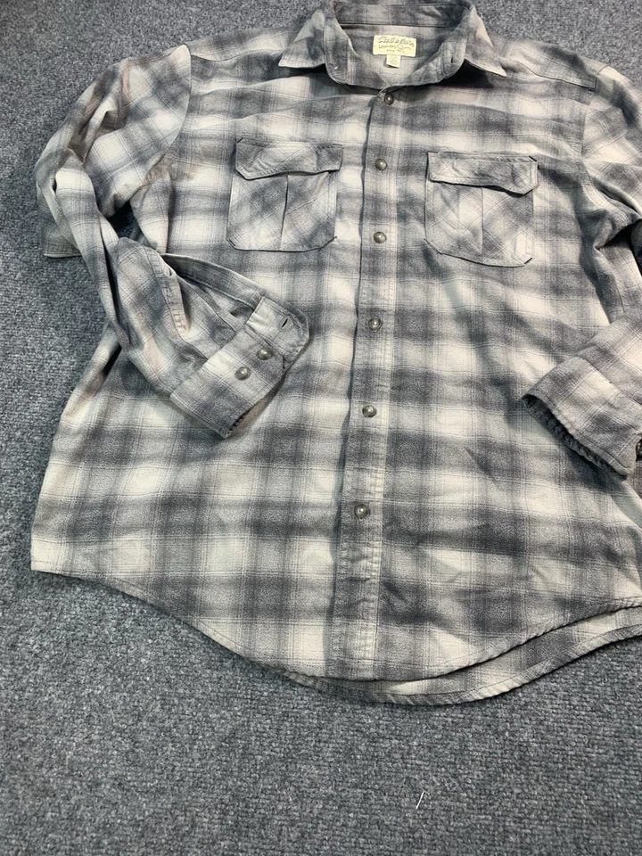 Cabela's Shirt Mens Large Gray Plaid Long Sleeve Button Up Outdoor Camping - Image 2 of 4