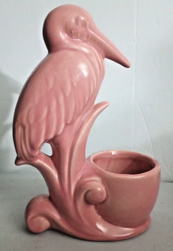 Haeger Stork/Heron Bird Planter Pink Vintage MCM