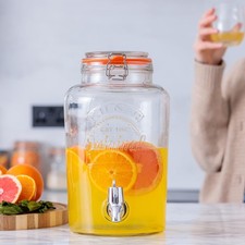 Kilner 5L Glass Drink Dispenser With Tap Clip Top Bottle Cocktails Punch Juice
