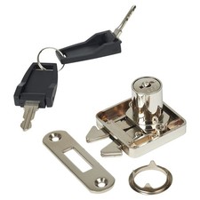 Cabinet Sliding Door Lock - 18 x 22mm - Keyed Alike - 664077 - Nickel Plated