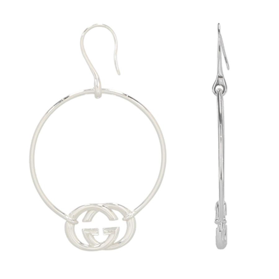 GUCCI Authentic Interlocking G Hoop Earrings Ster… - image 1