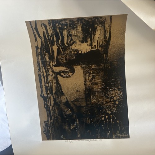 Nikifor Krylov Signed Print Tatyana Under Waterfall Portrait Expressionism