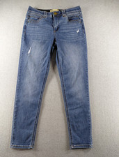 Democracy Women's Jeans Size 8 Blue Ab Technology Straight Distressed Mid Denim