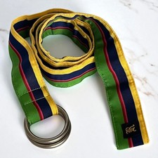 Ralph Lauren Rugby Cotton Ring Belt 108cm, Green/Red, Used