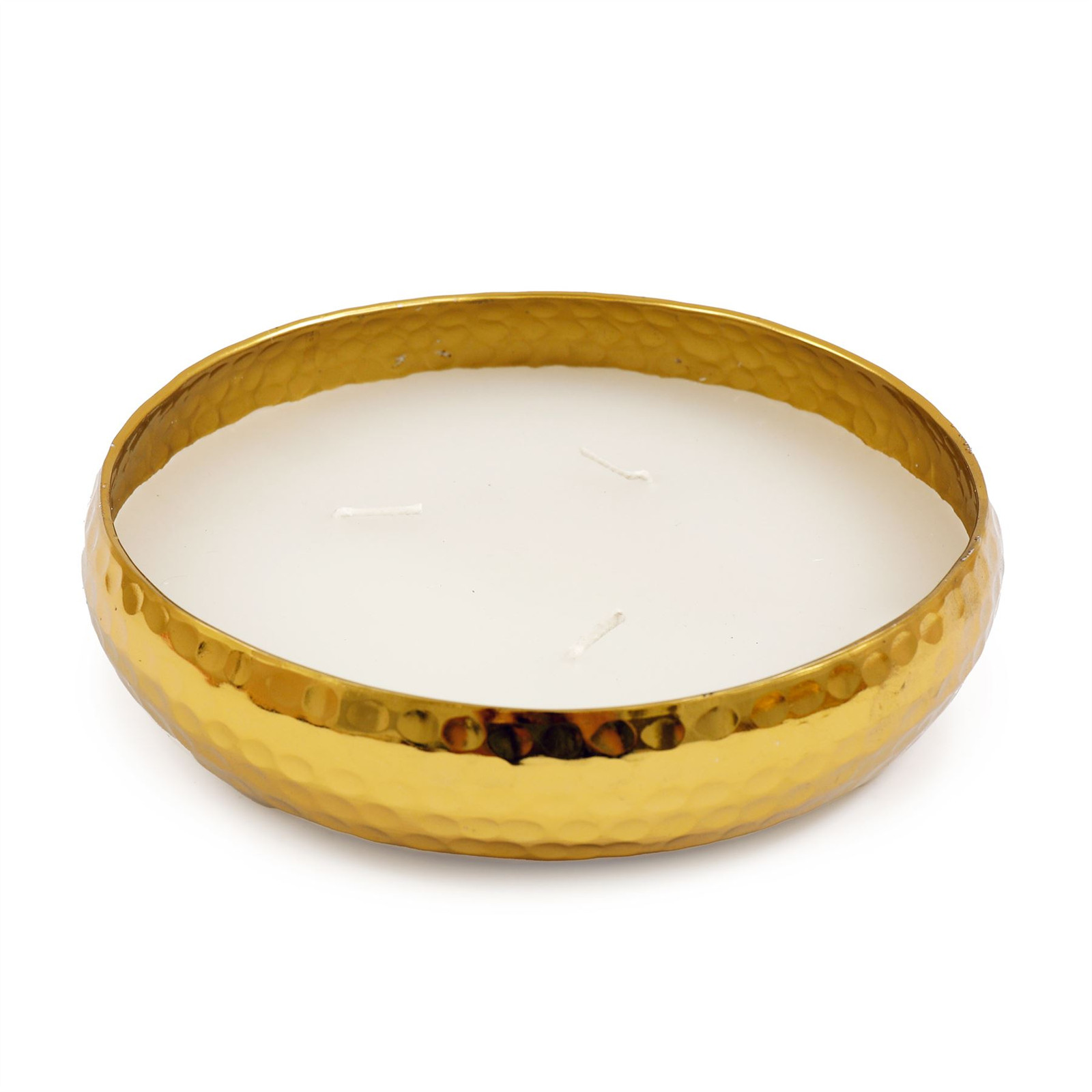 Round Gold Metal Display Bowl with Candle | 3 Wick Vanilla Scented Candle & Holder | Vanilla Fragrance - 16cm - Image 2