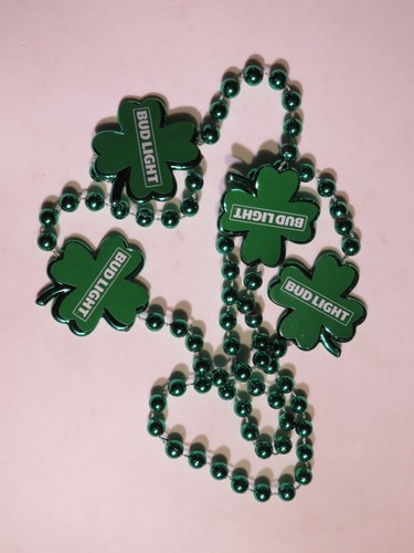 32" BEADS Anheuser-Busch BUD LIGHT Brewery - Green Beads - Clover, St Patrick's