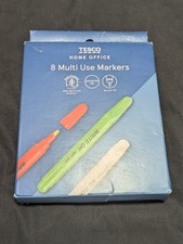 Tesco Home Office 8 Multi Use Board Markers Chalk Pens Glass Write On Wipe Off