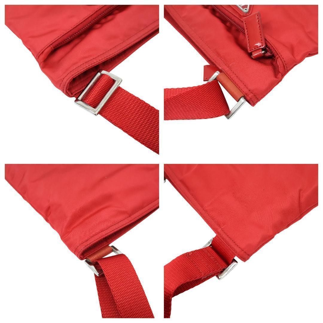 PRADA Nylon Red Triangle Logo Shoulder Bag Authentic Leather Crossbody Bag thumbnail 7
